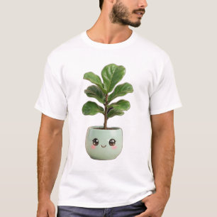 Fiddle-Leaf Fig Kawaii Indoor Plant T-Shirt