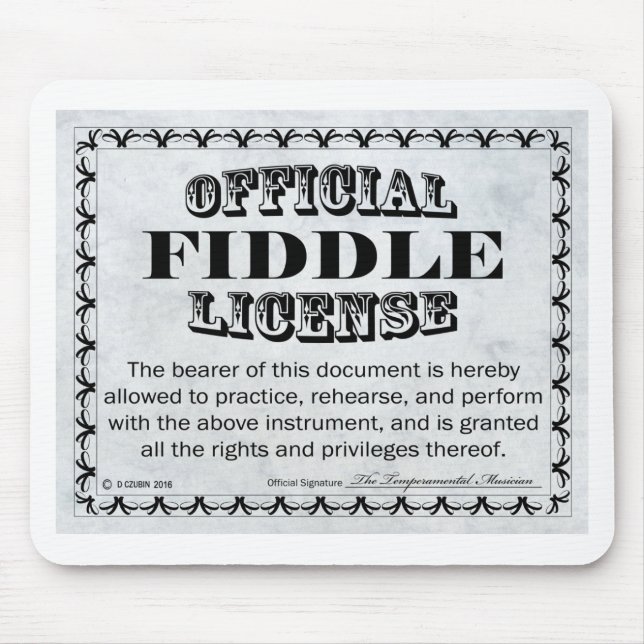 Fiddle License Mouse Mat (Front)