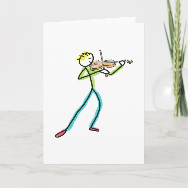 Fiddle Playing Stickman Card (Front)