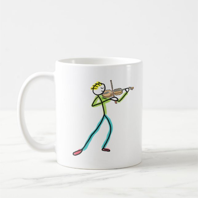 Fiddle Playing Stickman Coffee Mug (Left)