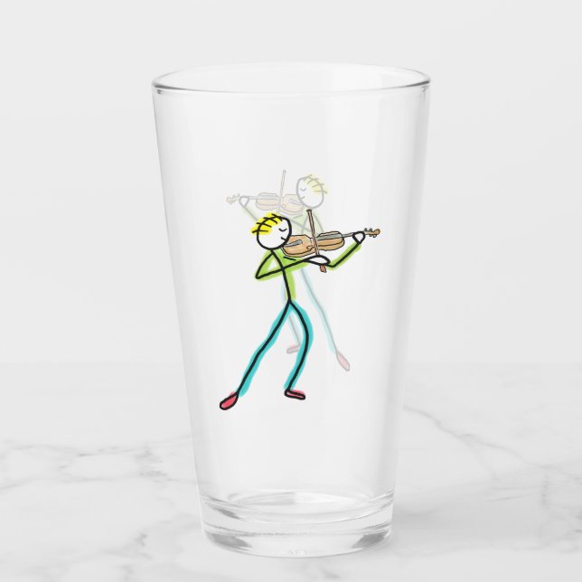 Fiddle Playing Stickman Glass (Front)