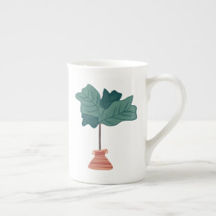 Fiddle Tree Plant Illustration House Greenery Bone China Mug