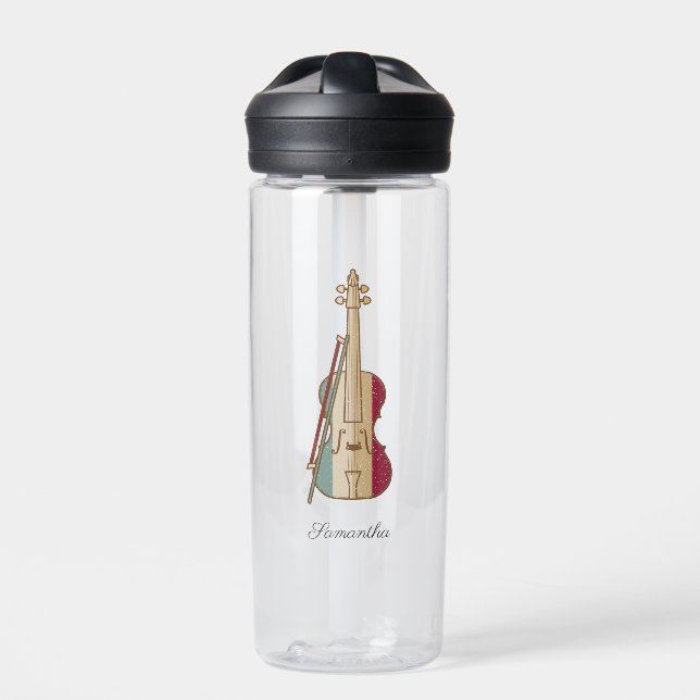 Fiddle Whisperer Vintage Violin Personalised Music Water Bottle (Front)