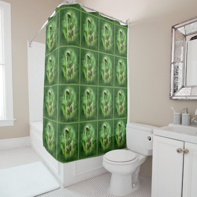 Fiddlehead Ferns Nature Pattern Shower Curtain (In Situ)