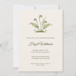 Fiddlehead Ferns Spring Baby Shower Invitation