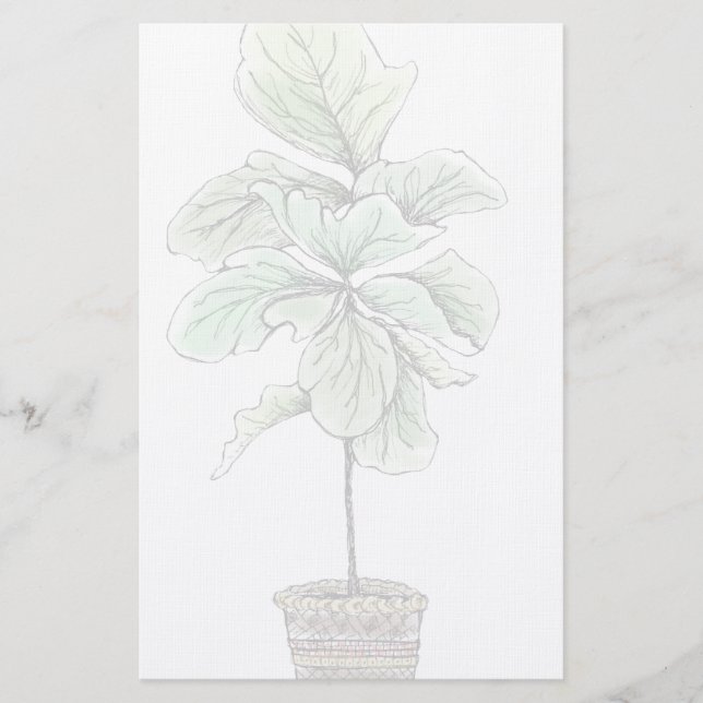 Fiddleleaf Fig Illustrated Blank Stationery (Front)