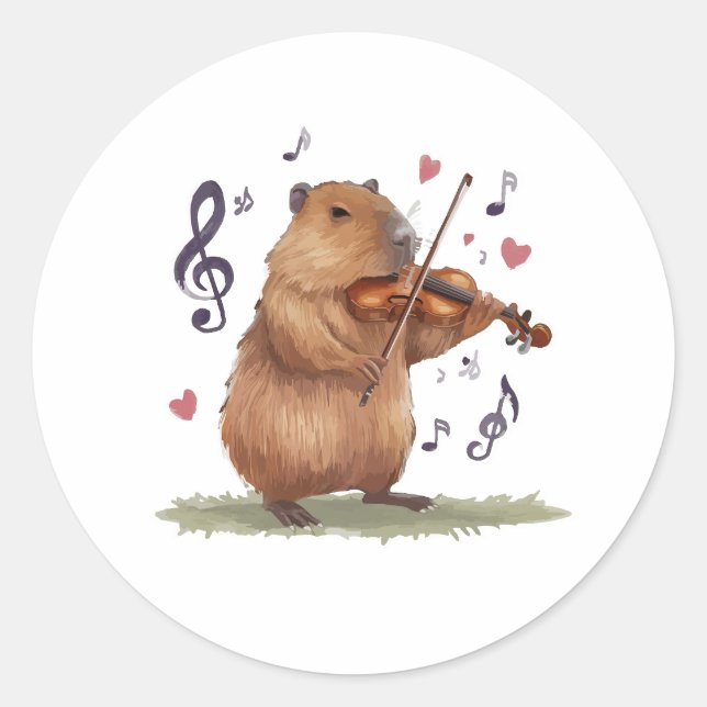 fiddler capybara classic round sticker (Front)