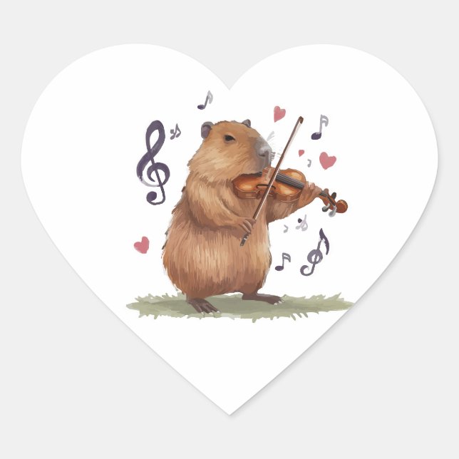 fiddler capybara heart sticker (Front)