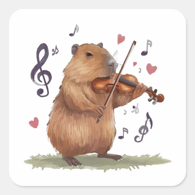 fiddler capybara square sticker (Front)