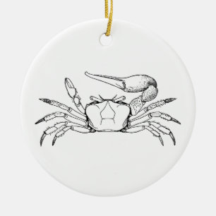 Fiddler Crab Illustration (line art) Ceramic Tree Decoration