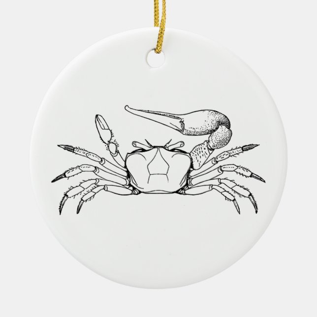 Fiddler Crab Illustration (line art) Ceramic Tree Decoration (Front)