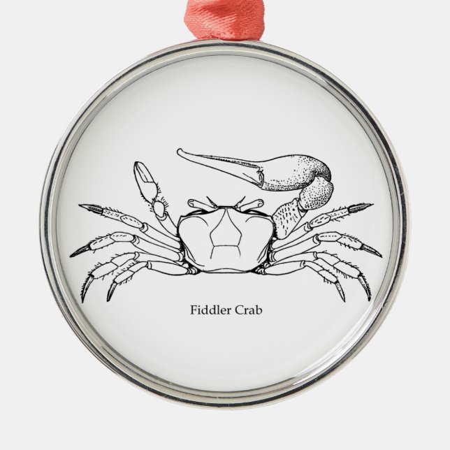 Fiddler Crab Illustration (line art) Metal Tree Decoration (Front)
