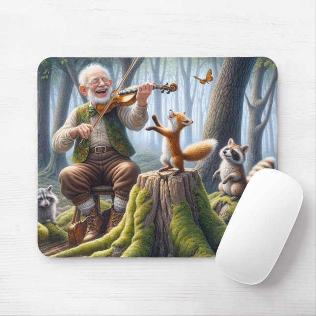 Fiddler In a Forest With Wildlife Mouse Mat (With Mouse)