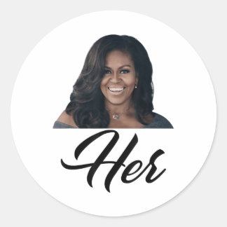 Fiddlesticks Tees Womens Her Michelle Obama - Blue Classic Round Sticker