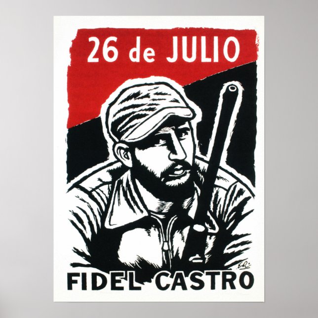 Fidel Castro Cuban Revolution Movement Propaganda Poster (Front)