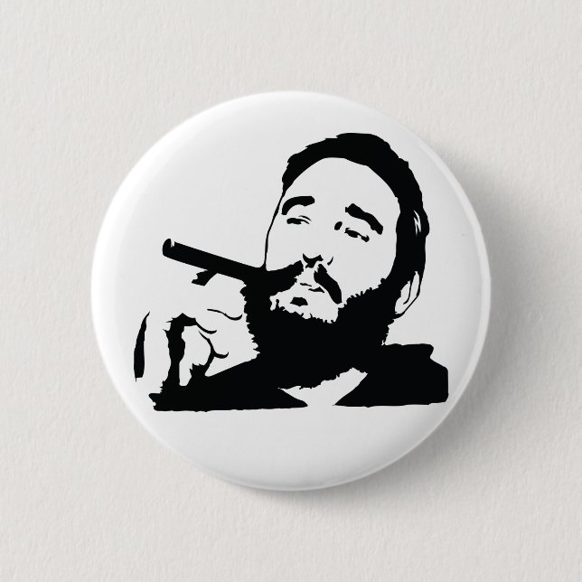 Fidel Castro with Cigar Portrait Button (Front)