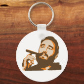 Fidel Castro with Cigar Portrait Keychain (Front)