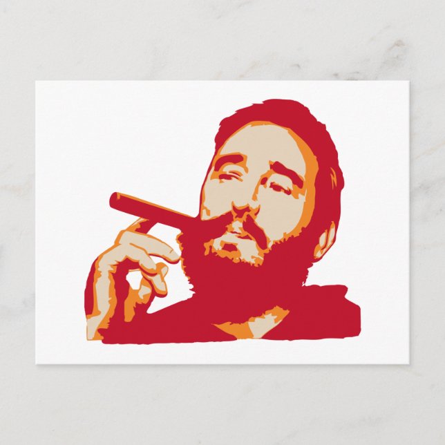 Fidel Castro with Cigar Portrait Postcard (Front)