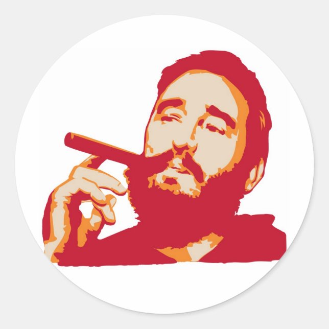 Fidel Castro with Cigar Portrait Sticker (Front)