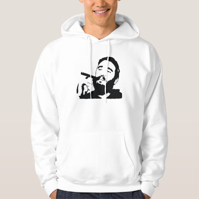 Fidel Castro with Cigar Portrait T-Shirt Hoodie (Front)