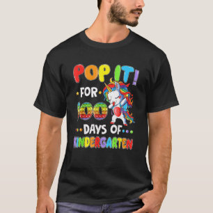 Fidget Pop It 100th Day Of Kindergarten Unicorn Ki T-Shirt