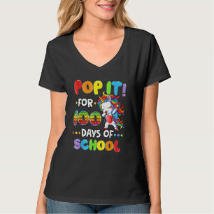 Fidget Pop It For 100th Day Of School Unicorn Stud T-Shirt
