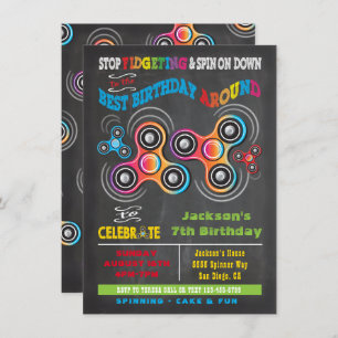 Fidget Spinner Birthday Party Invitation