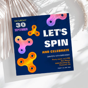 Fidget Spinner Birthday Party Invitation
