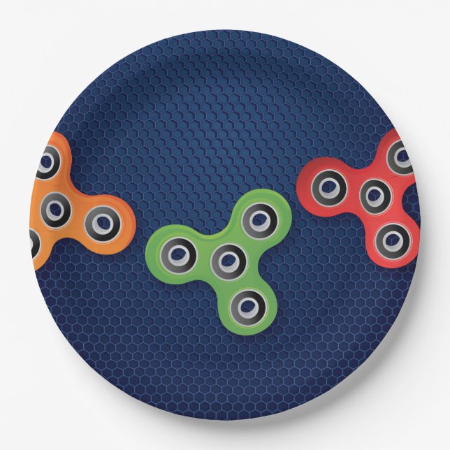 Fidget Spinner Birthday Party Plates (Front)