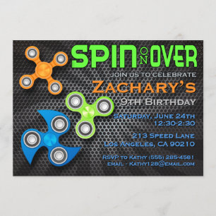 Fidget Spinner Boys Birthday Invitation