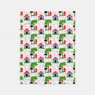 Fido Dog House Hearts Bones Fleece Blanket