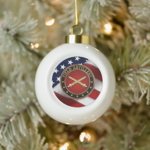 Field Artillery Branch Insignia Special Edition Ceramic Ball Christmas Ornament