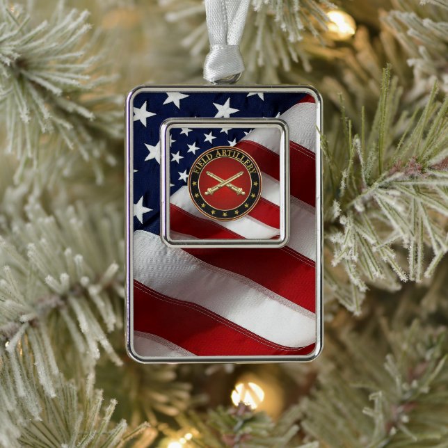 Field Artillery Branch Insignia Special Edition Silver Plated Framed Ornament (Tree)