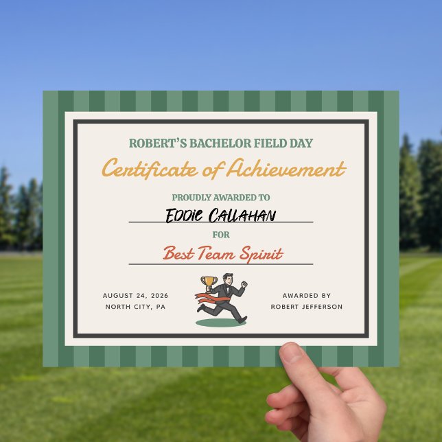 Field Day Bachelor Party Achievement Certificate (Creator Uploaded)