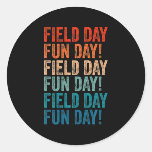 field day fun day retro Field day yellow teachers Classic Round Sticker