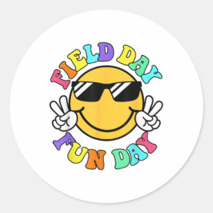 Field Day Fun Day Smile Face Teacher Kids Field Da Classic Round Sticker
