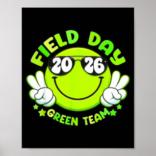 Field Day Green Team Smile Face Funny Matching Poster