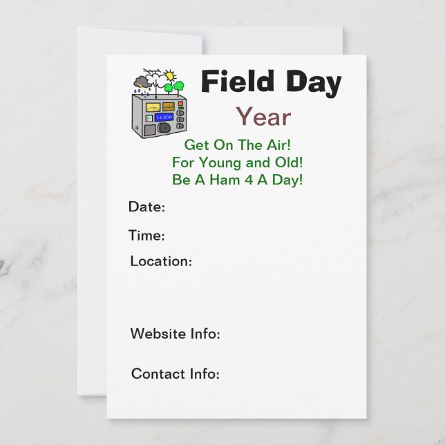Field Day Ham Radio Invitations - Customise It! (Front)