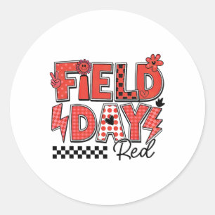 Field Day Red Team Colour Field Trip Team Game Com Classic Round Sticker