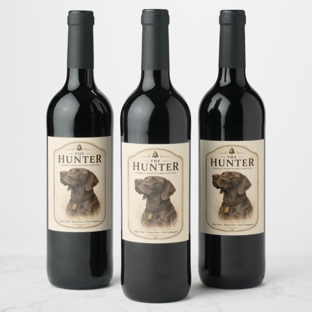 Field & Feather – German Shorthaired Pointer with  Wine Label (Bottles)