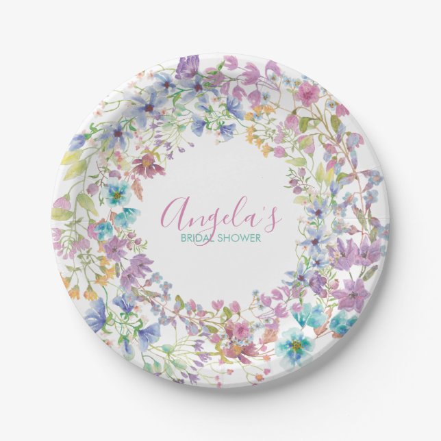 Field Floral Bridal Shower Paper Plates (Front)