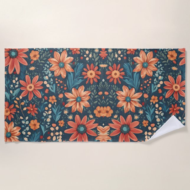 Field flowers, beautiful spring art.  beach towel (Front)