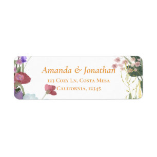 Field Flowers Floral Wedding Return Address Labels