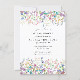 Field Flowers Hand Painted Floral Bridal Shower Invitation