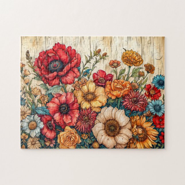 Field Flowers in Bright Summer Colors Jigsaw Puzzle (Horizontal)