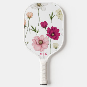 Field Flowers Modern Monogram   Pickleball Paddle