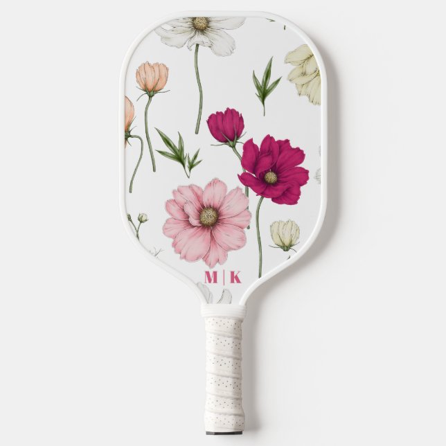 Field Flowers Modern Monogram   Pickleball Paddle (Front)