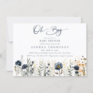 Field Flowers Oh Boy Boy Baby Shower Invitation