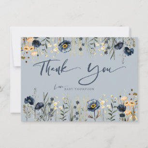 Field Flowers Oh Boy Boy Baby Shower Thank You Card
