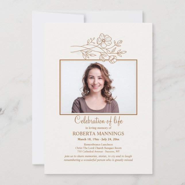 Field Flowers Photo Celebration of Life Invitation (Front)